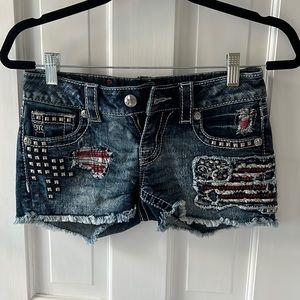 American flag denim shorts